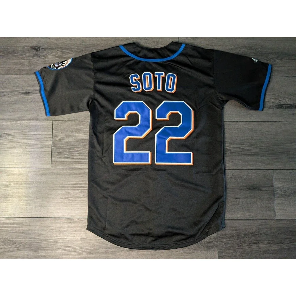 Juan Soto #22 New York Mets Black Patch  Alternate Jersey Men's Small - Picture 2 of 5